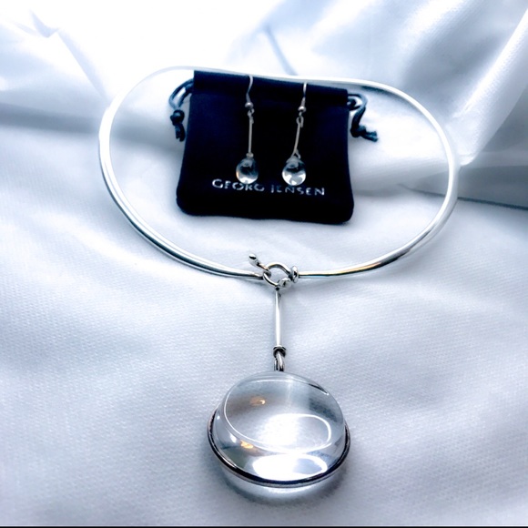 Georg Jensen 925 Necklace+Quartz Pendant+Earrings! - Picture 7 of 12